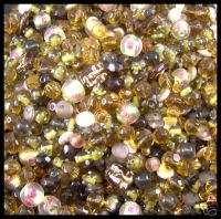 300 Gorgeous Amber Topaz Neutral Glass Beads Mix  