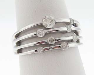 Genuine Diamonds Solid 14k White Gold Band Ring  