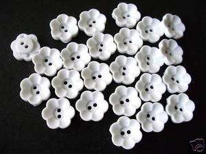 72pcs Flower Buttons Sewing Craft Doll White 12mm  