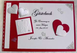 Gästebuch, Hochzeit Brautpaar, creme rot, DIN A4   quer  