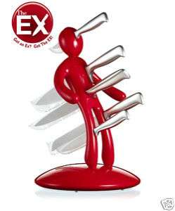 The Ex 5 piece Knife Set with Unique Holder Red  