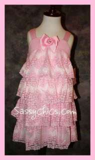 NWT LIPSTIK PAGEANT TICKLED PINK RUFFLED TIERS DRESS 12  