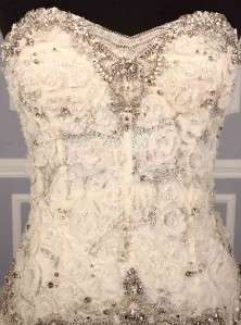 AUTHENTIC Monique Lhuillier Platinum Soleil Strapless Couture Bridal 
