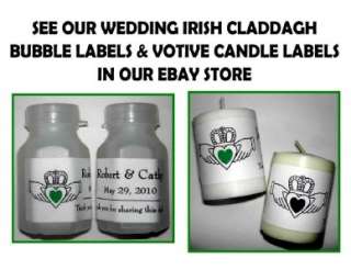 60 IRISH CLADDAGH WEDDING BUBBLE LABELS FAVORS  