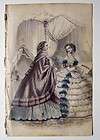 1858 les modes parisiennes hand colored lithograph fashion plate ball