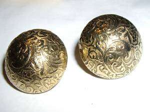 Vintage ACCESSOCRAFT NYC Gold Tone Button Earrings  