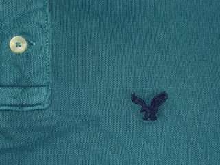 American Eagle Outfitters Teal Pique Cotton Athletic Fit Mens Polo 