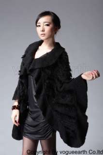 927 new real rabbit fur black coat/jacket/sweater/shawl  