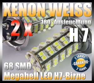 2x H7 68 SMD LED Birne Licht Auto Lampe 12V Xenon weiß  