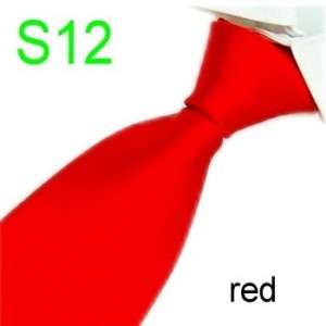 New Solid Mens Neck Tie 100% Silk Red Necktie S12  