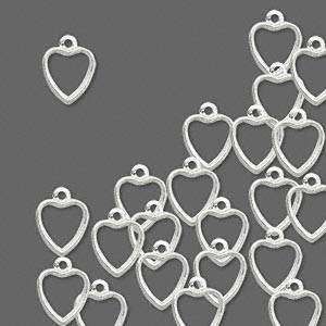   9mm Silver Open Heart Bead Drop Dangle Charms Jewelry Findings  