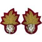 Royal Artillery Collar Badges, Grenade, Mess Dress, Pair, Red, Army 