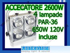 FARO 2600W ACCECATORE 4x650W PAR36 blinder illuminatore  