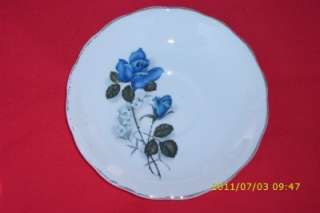 Vintage Pretty Bone China Saucer Blue Rose Pattern *  