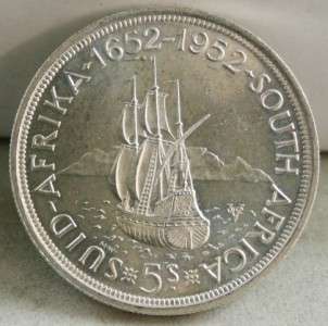 1652 1952 GEORGE VI SOUTH AFRICA 5 SHILLINGS SILVER COIN  