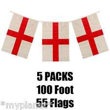   BUNTING 5 PACKS ENGLAND ST GEORGE FLAG FOOTBALL 55 FLAGS 100 FOOT