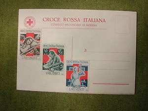 CROCE ROSSA ITALIANA  MODENA Cartolina con N° 3 Erinnofili   anni 
