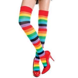 Rainbow Striped Thigh High Stockings   Adult   Includes one pair of 