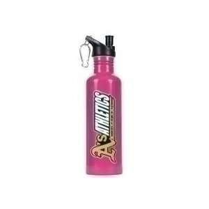  Oakland As 26 Oz. Pink Aluminum Water Bottle with Pop Up 