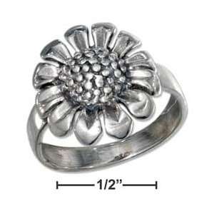   Sterling Silver Antiqued Sunflower Ring   Size 9   JewelryWeb Jewelry