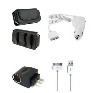  Car Auto Charger+Leather Case Holster+USB Data Cable+AC DC Adapter 