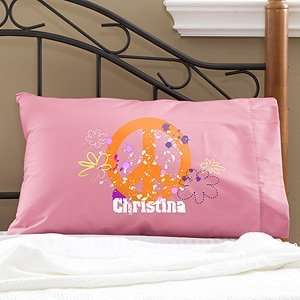    Personalized Peace Sign Pillowcase for Girls: Home & Kitchen