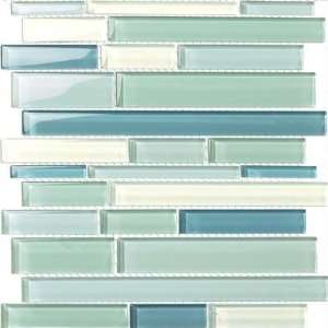   Sky Blue Mix Glass Stick Mosaic Tile Mesh Backed Sheet 12 x 12 Inch