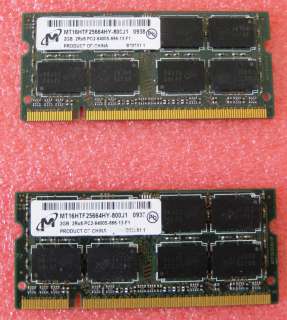 4GB (2x 2GB) Micron RAM DDR2 PC2 6400 800MHz   Laptop Notebook Memory 