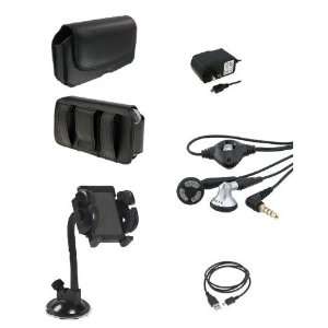 5in1 Home Travel Charger+Leather Case Belt Clip+USB Data Cable+Stereo 