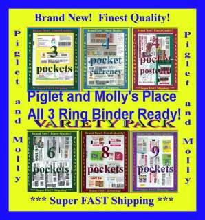   Pages Organizer Holder Sheets for 3 Ring Binder VARIETY PACK!  