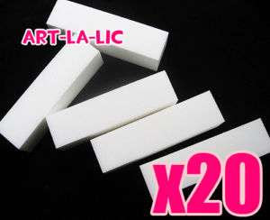 20 x White Buffer Blocks File Gel Acrylic Nail Art  