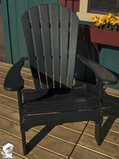   Folding Adirondack Chair Recycled Poly Outdoor Patio Furniture Black