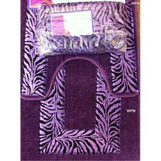   Accessory Set animal purple zebra print bathroom rug shower curtain