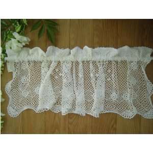 Vintage Hand Crochet Lace Cotton Cafe Curtain/valance white  