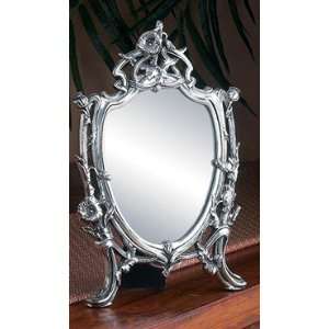  14 Antique Silver Plated Mirror W/ Stand.