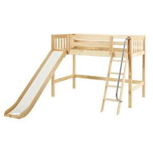   Loft LowLow Slat Bedroom Set in Natural Angle Ladder and Slide Home