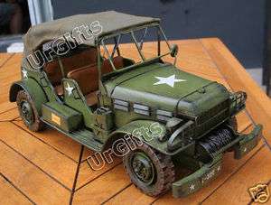   Metal Art Bar Decor 1:16 WWII Dodge Willys Jeep WC57 Car Model  