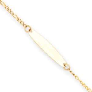  14k Gold Figaro Baby Oval ID Bracelet Jewelry