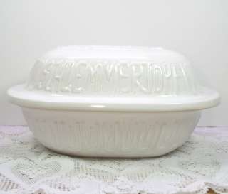   Germany Clay Rooster/Chicken Casserole Baking Dish Heavy Pottery White