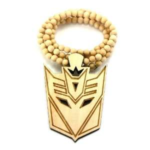   Wood New Decepticon Wood Pendant w/ Ball Chain Necklace Natural WX68NL