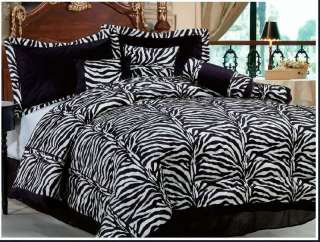   Suede Black & White Zebra Striped Comforter Set QUEEN size  