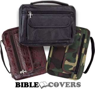 Bible Cover Book Case Tote Leather Bag Brown/Black/Camo Camoflauge 
