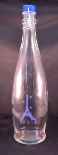 34 Oz Paris Souvenir Eiffel Tower Glass Water Bottle w/ Wire Bale 