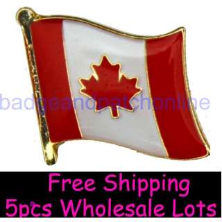 Lots 5pcs CANADA Canadian Flag Gold Plated Lapel Pin  
