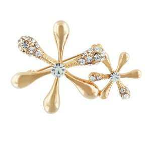    Twin Gold Tone Rhinestone Star Brooches Pin Pugster Jewelry