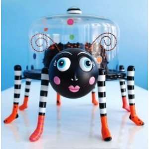  Glitterville Halloween Spider Cake Stand with Glass Dome 