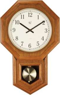 New Radio Controlled Schoolhouse Clock Pendulum Oak Fin  