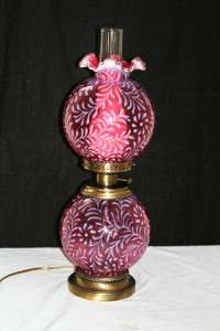 Large Fenton Daisy & Fern Cranberry Glass Gone With The Wind Electric 
