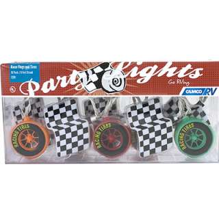   Race Car Checkered Flags & Tires Christmas Tree Lights Ornaments  Xmas