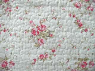 Antique Look French Durham Quilt Pink Red Roses  Abbey Rose Queen 